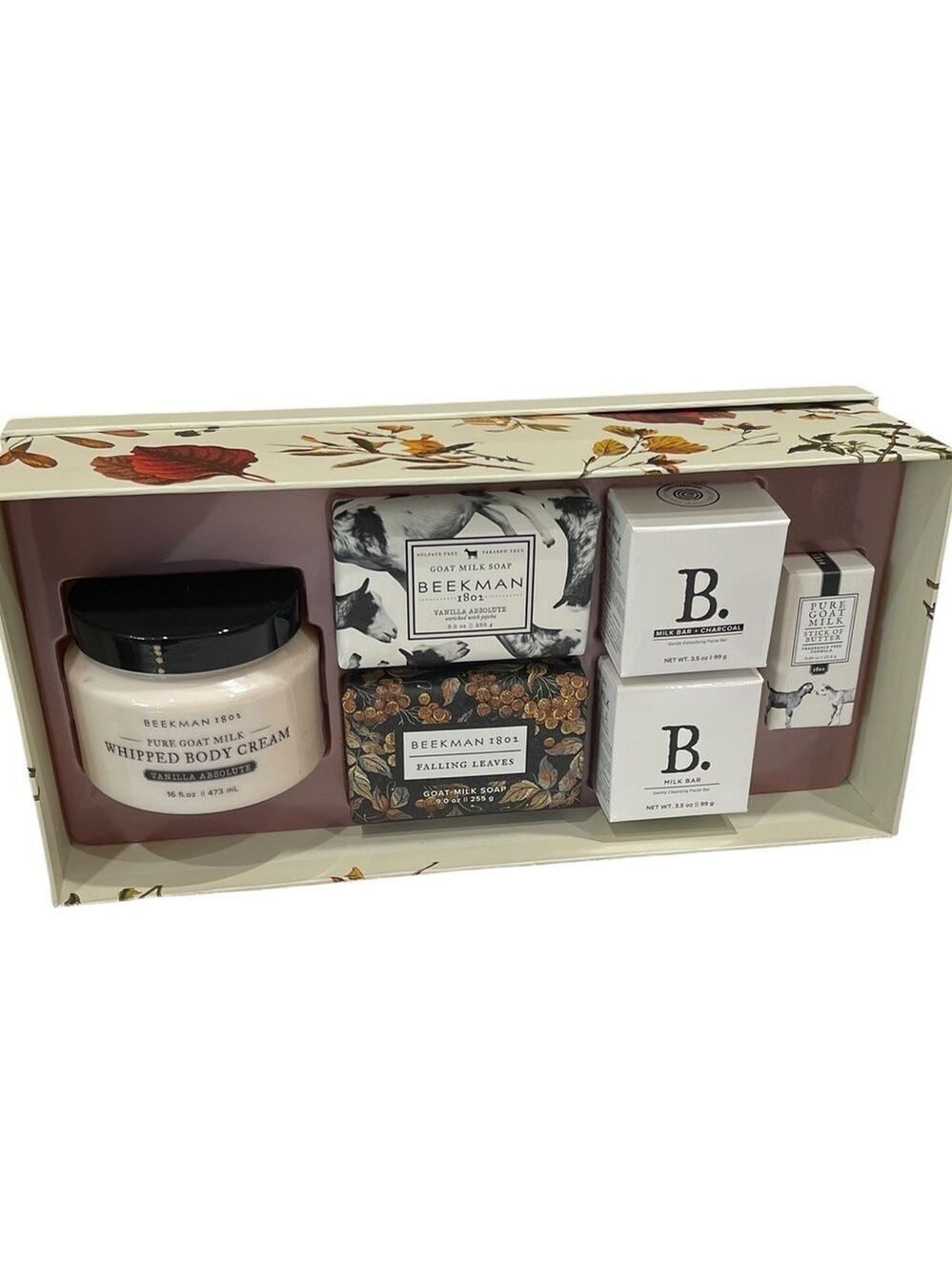 NIB Beekman 1802 Gift Set 6 PC  Pure Goat Milk Body Cream Soap Bars Facial Bars